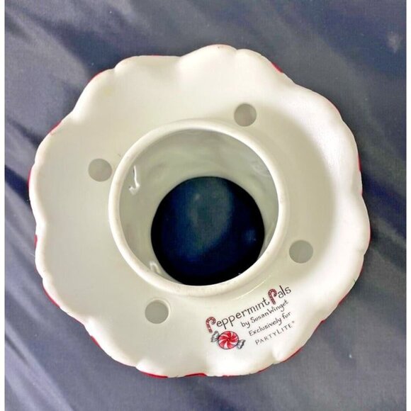 PartyLite Candle Jar Topper Candy Cane Peppermint Pals Christmas Holiday EUC RED - Picture 5 of 5